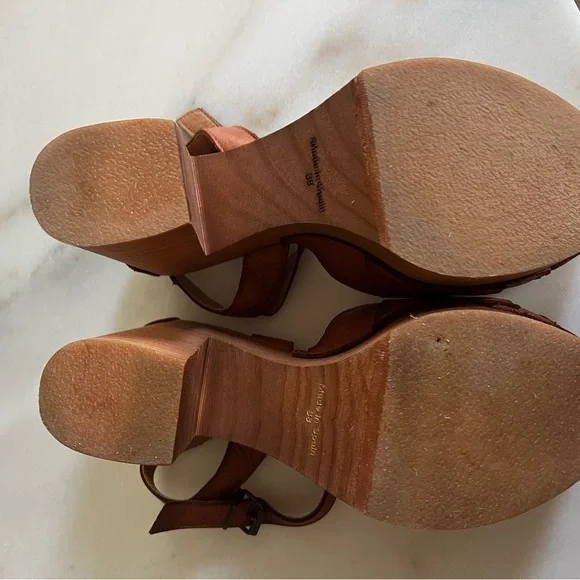 Free People Tan Leather Platform Sandals - Picture 5 of 8